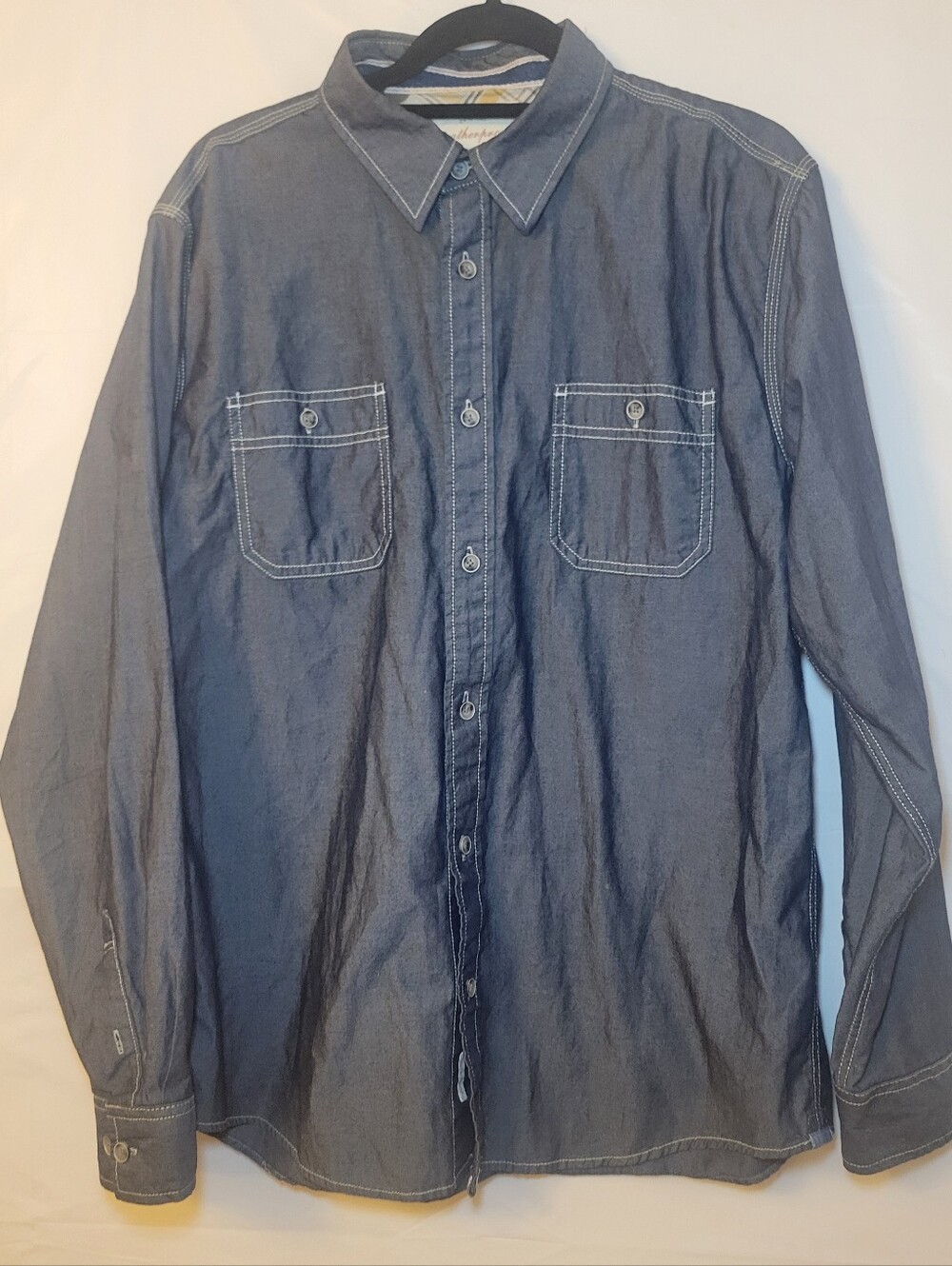 Weatherproof Dark Blue Casual Button-Down Shirt